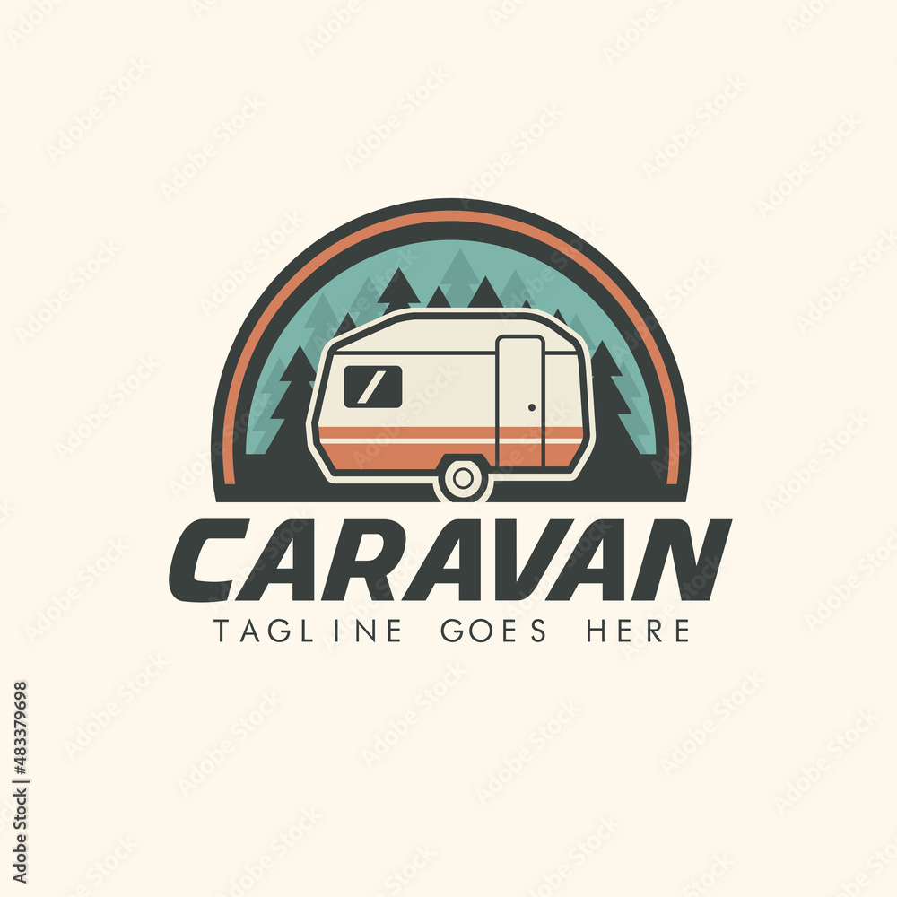 Obraz premium caravan camping logo. vector illustration