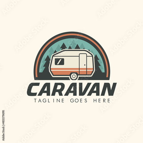 caravan camping logo. vector illustration
