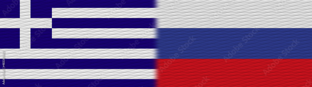 Russia and Greece Fabric Texture Flag – 3D Illustration Russia and Greece Fabric Texture Flag – 3D Illustration