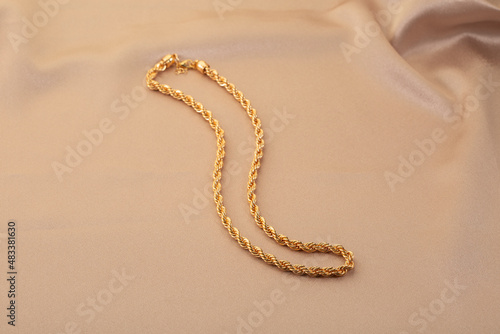 Gold jewelry. Gold chain necklace