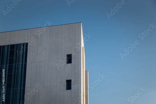 wall with windows and blue sky
