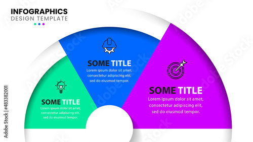 Infographic template with icons and 3 options or steps. Spiral
