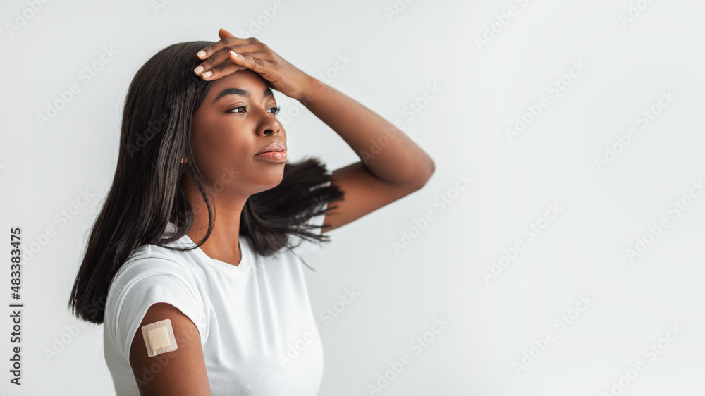 Black Woman Suffering From Fever After Vaccine Black Woman Suffering From Fever After Vaccine