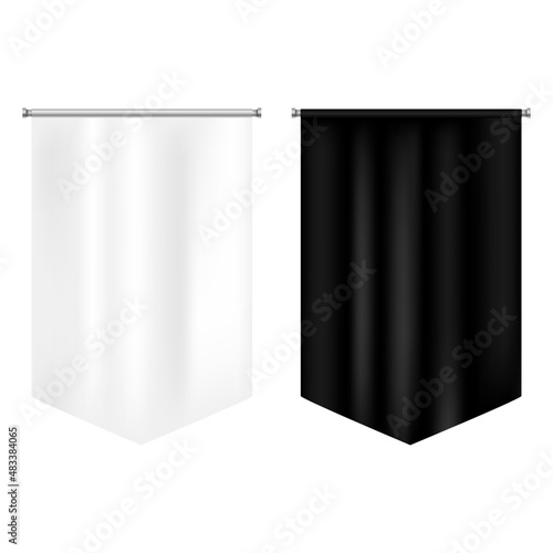 Black and white pennant flag mockup
