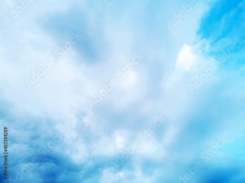 Abstract blue sky with clouds illustration background.