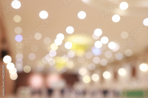 Nature bokeh lights in the hall room with soft light background 