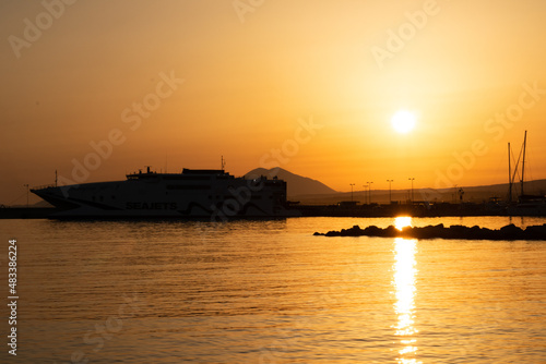 Rethymno, epic sunset by the beach on the island of crete