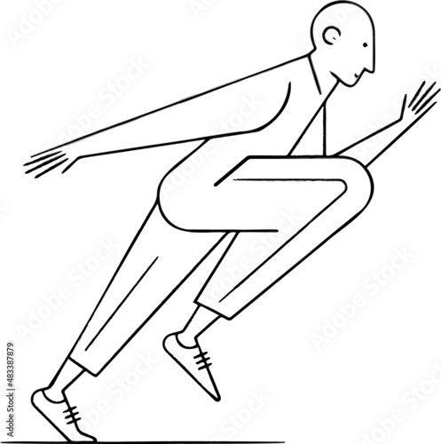 illustration in thin lines running man ,athlete. vector