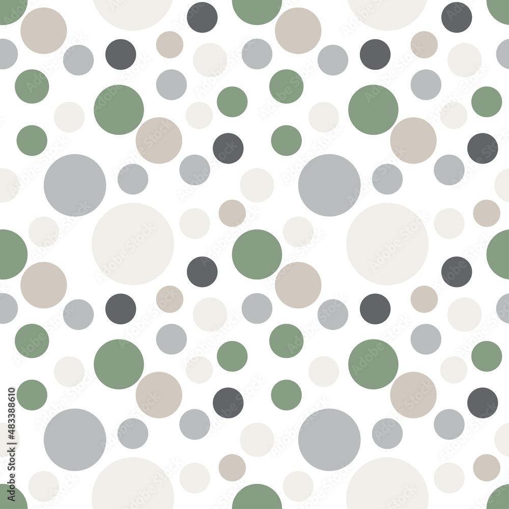 Stunning, trendy seamless pattern of colored balls in a simple flat style. For children s clothing, fashionable fabrics, home decor, backgrounds, postcards and templates, packaging, paper