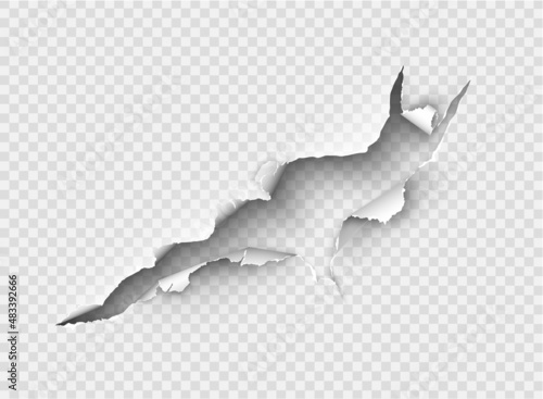 ragged Hole torn in ripped paper on transparent background
