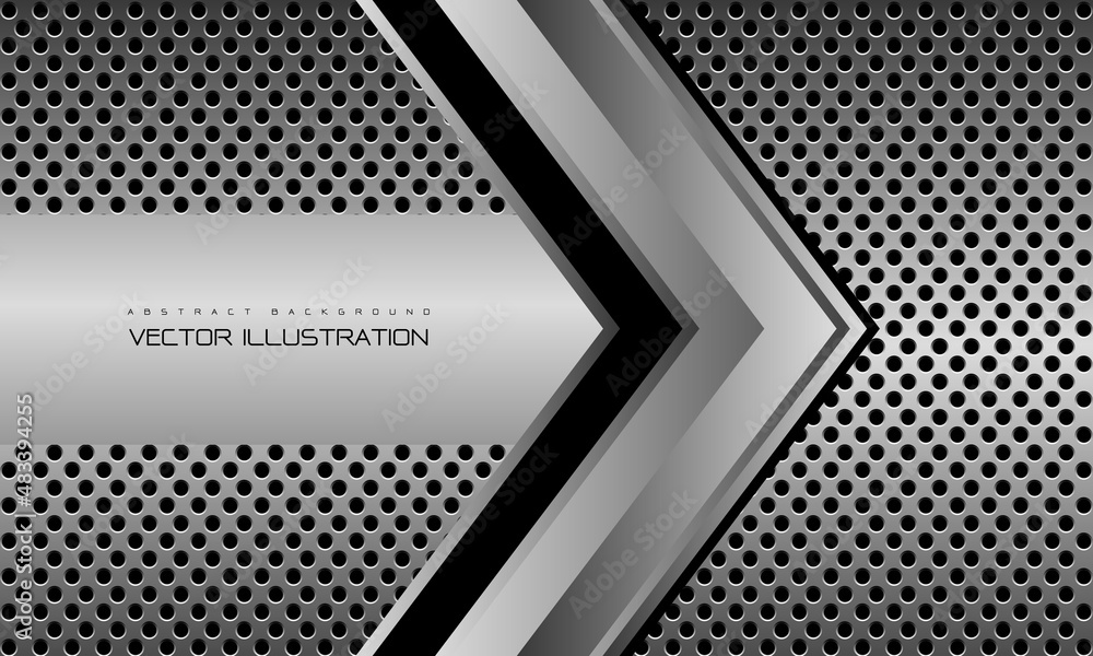 Abstract silver grey arrow direction geometric on circle mesh design modern luxury futuristic background vector Abstract silver grey arrow direction geometric on circle mesh design modern luxury futuristic background vector