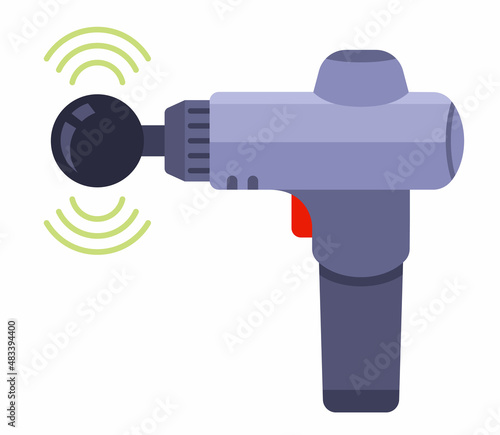 electric massager in the form of a gun. Percussion massager. flat vector illustration.