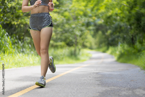 Athletes are practicing running in the park.