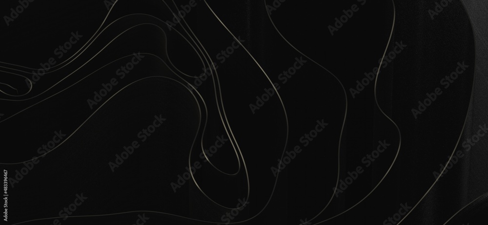 Black fabric satin silk background, Elegant luxurious cloth backdrop. 3d illustration..