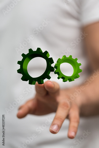 Set of green gears and cogs...