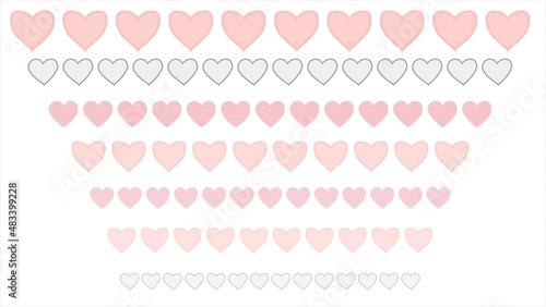 Animated video background of pink and grey hand drawn in straight lines. Each line appears small and grows bigger. Valentine's day, Mother's day, hearts background. Happy, copy space.