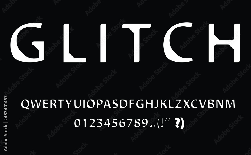 Glitch distorted font . alphabet .Minimal art design . Trendy defect error typography . Glitched text .Broken effect lettering .vector Glitch distorted font . alphabet .Minimal art design . Trendy defect error typography . Glitched text .Broken effect lettering .vector
