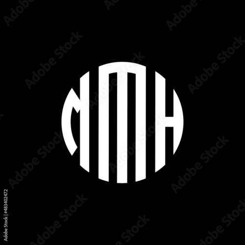 MMH letter logo design. MMH modern letter logo with black background. MMH creative  letter logo. simple and modern letter MMH logo template, MMH circle letter logo design with circle shape. MMH   photo