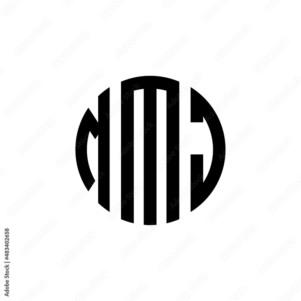 MMJ letter logo design. MMJ modern letter logo with black background