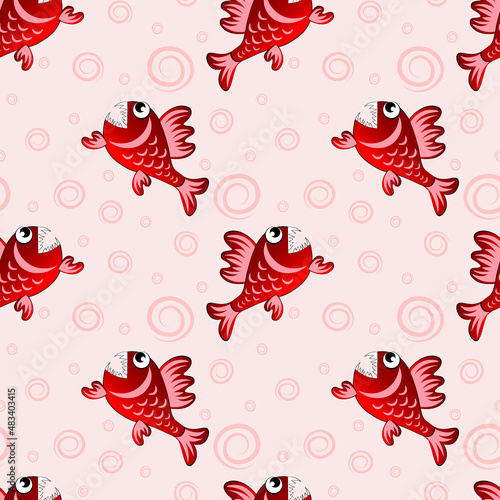 predatory evil piranha fish. Fabulous underwater world. Styling, cartoon style. Design element