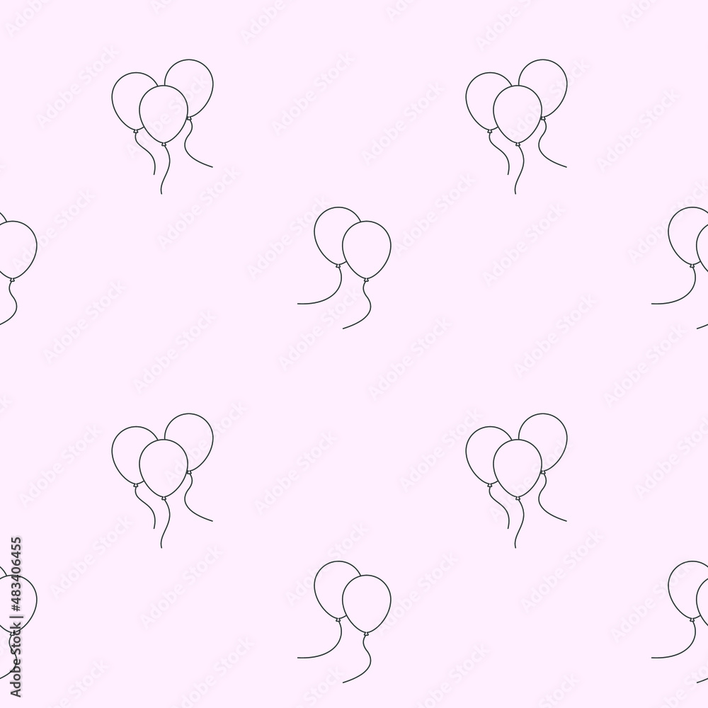 balloons pattern, vector illustration, flat line, white
