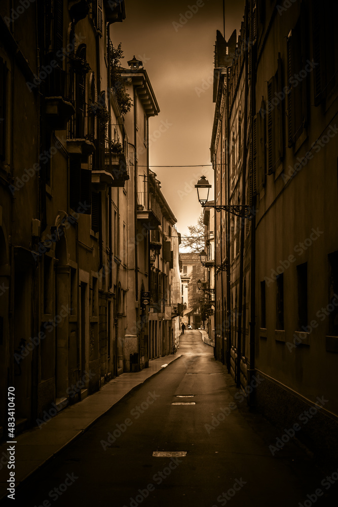 Verona, Verona, Italy - January 26, 2022: Streets of Verona.
