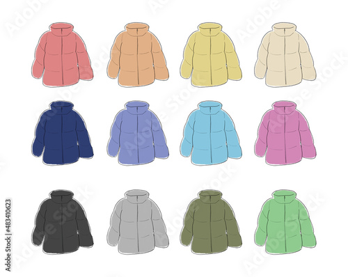 ダウンジャケットのイラストセット
