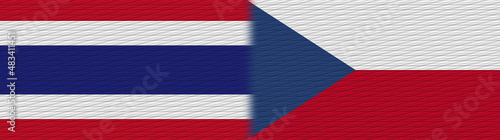 Czech Republic and Thailand Thai Fabric Texture Flag – 3D Illustration