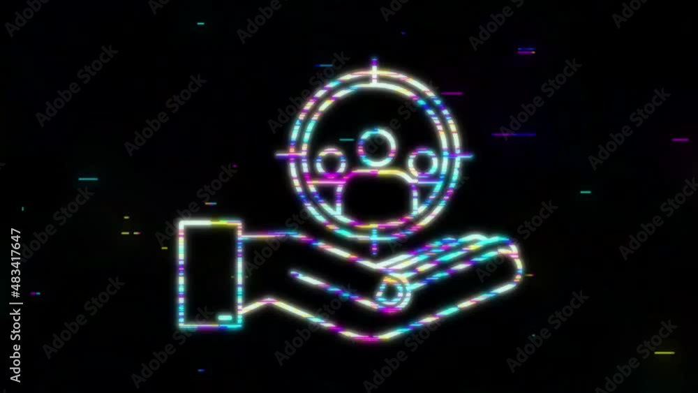 Glitch Customer relationship management concept with hands. Organization of data on work with clients, CRM concept. motion graphic Glitch Customer relationship management concept with hands. Organization of data on work with clients, CRM concept. motion graphic