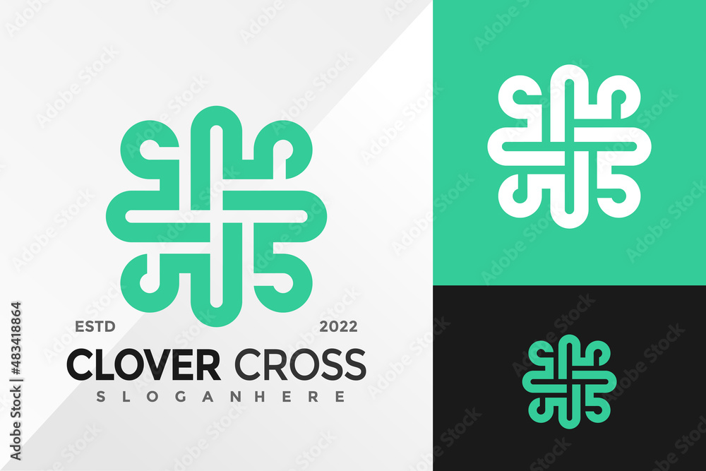 Obraz premium Celtic Clover Cross Modern Logo Design Vector illustration template