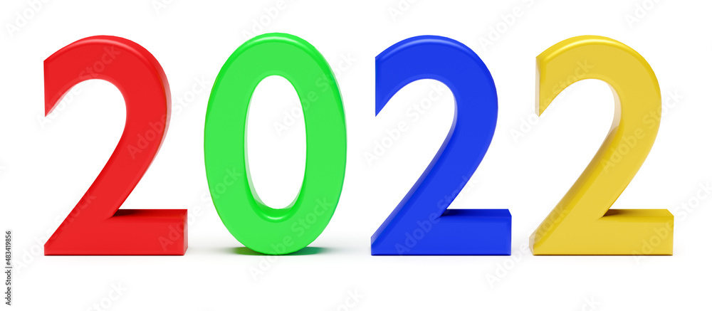 New year concept in blue colors. Number 2022 New year concept in blue colors. Number 2022
