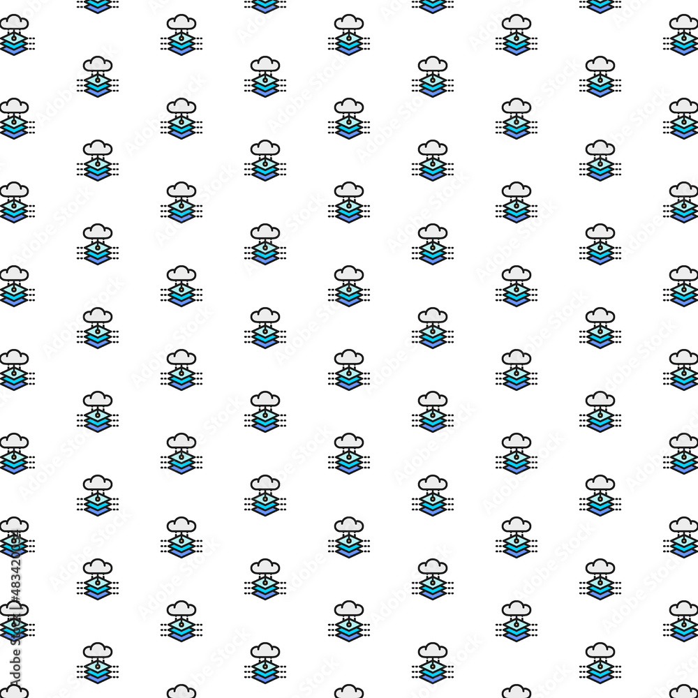 Fototapeta premium Cloud with artificial intelligence server, database, big data pattern with various icons.