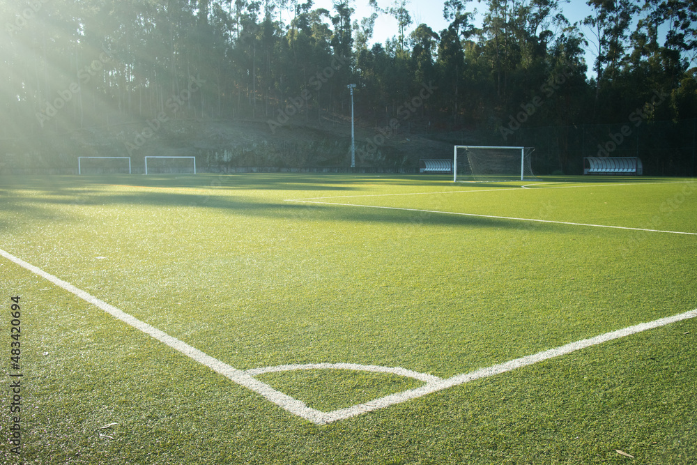 Fototapeta premium Football Field with football goals.