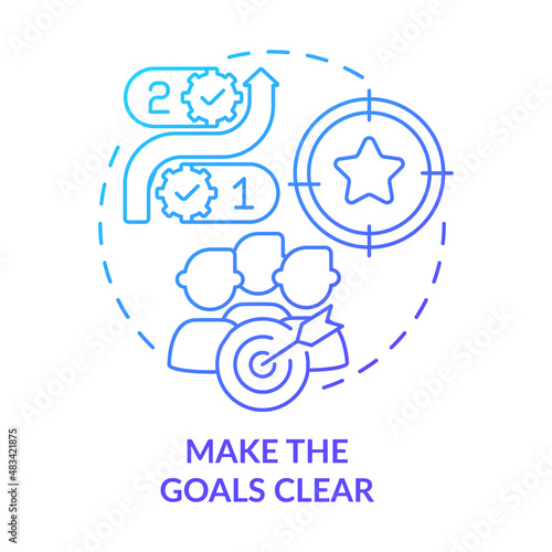 Make goals clear blue gradient concept icon. Improving employee motivation abstract idea thin line illustration. Professional development. Isolated outline drawing. Myriad Pro-Bold font used