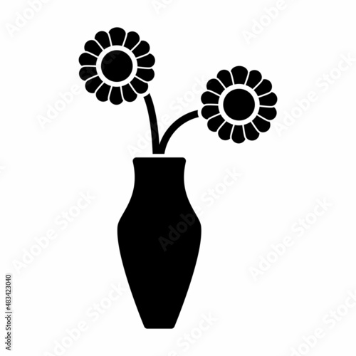 Flower In Vase Icon Design Vector Logo Template Illustration Sign And Symbol