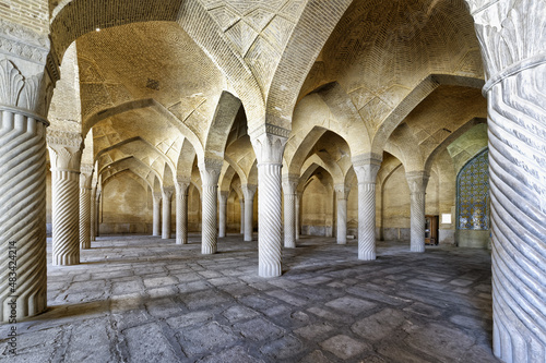 Shabestan pillars in the prayer hall  Vakil Mosque  Shiraz  Fars Province  Iran