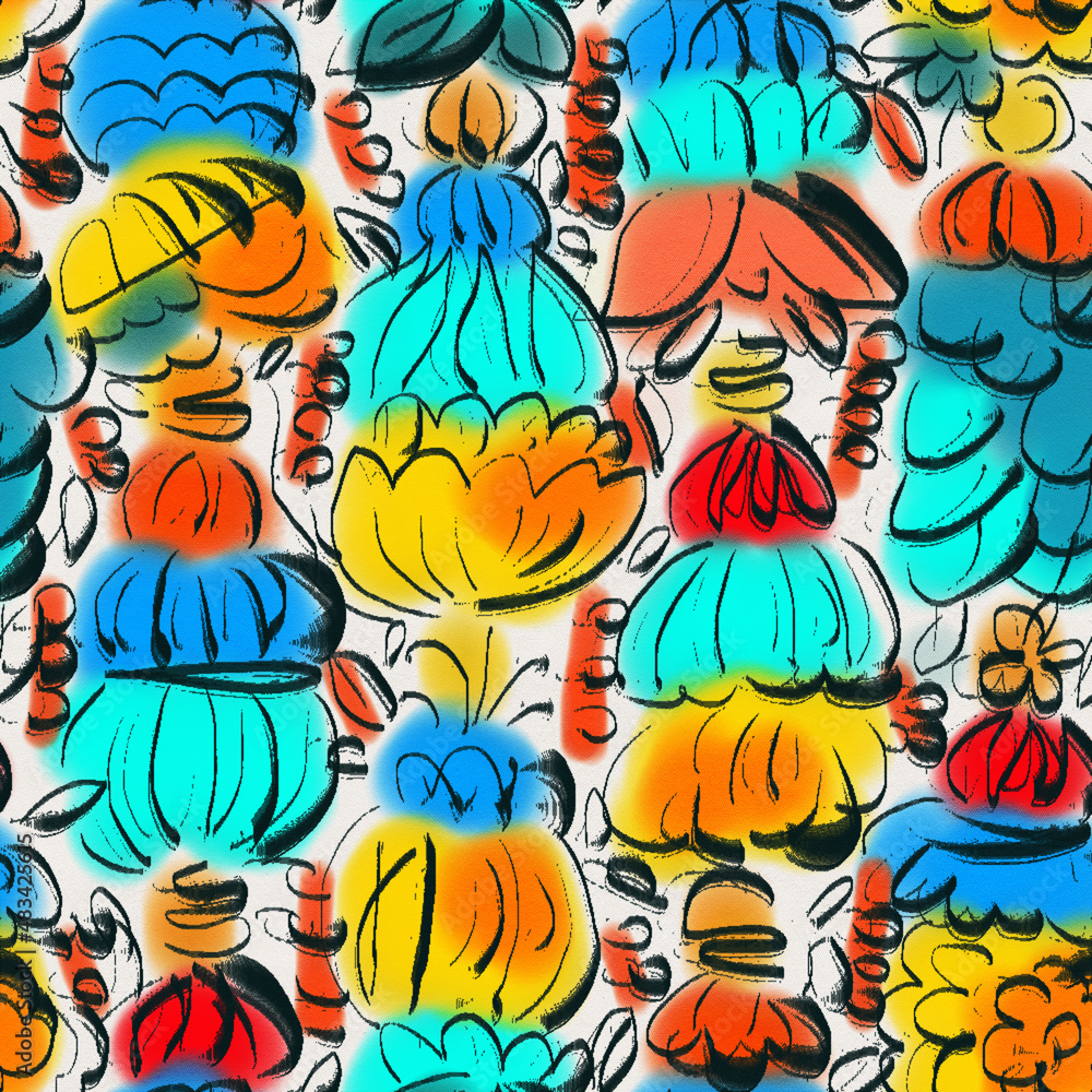 Seamless pattern with watercolor flowers Seamless pattern with watercolor flowers