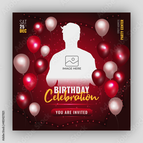 Birthday celebration social media post promotion or web banner template