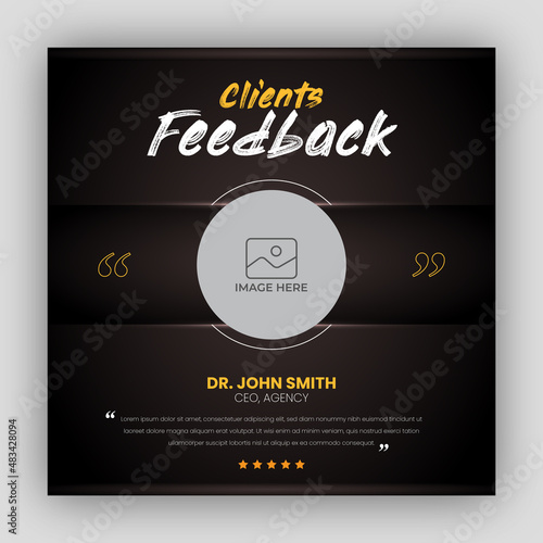 Customer feedback testimonial social media post web banner template