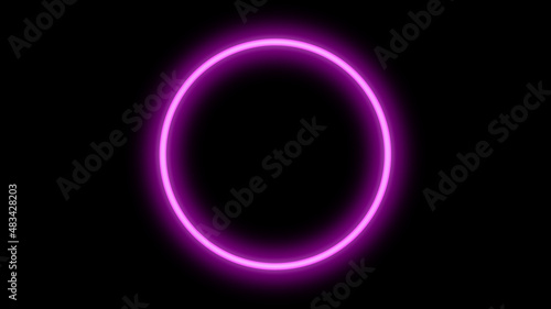 Círculo de neón rosa con fondo negro
