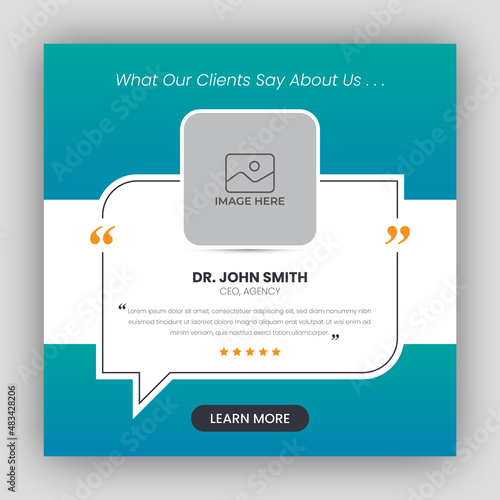 Customer feedback testimonial social media post web banner template