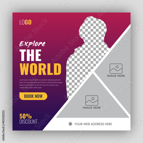 Holiday package social media post template for travel agency