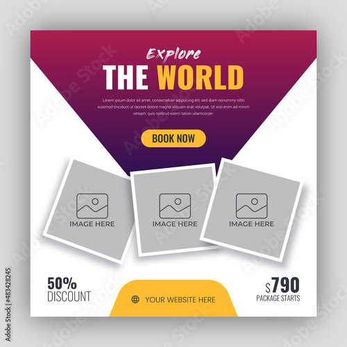 Holiday package social media post template for travel agency