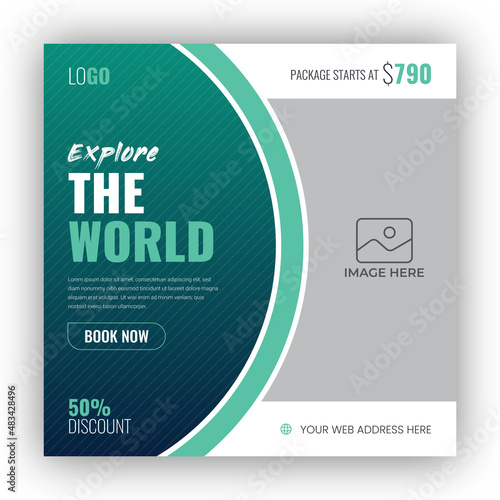 Holiday package social media post template for travel agency