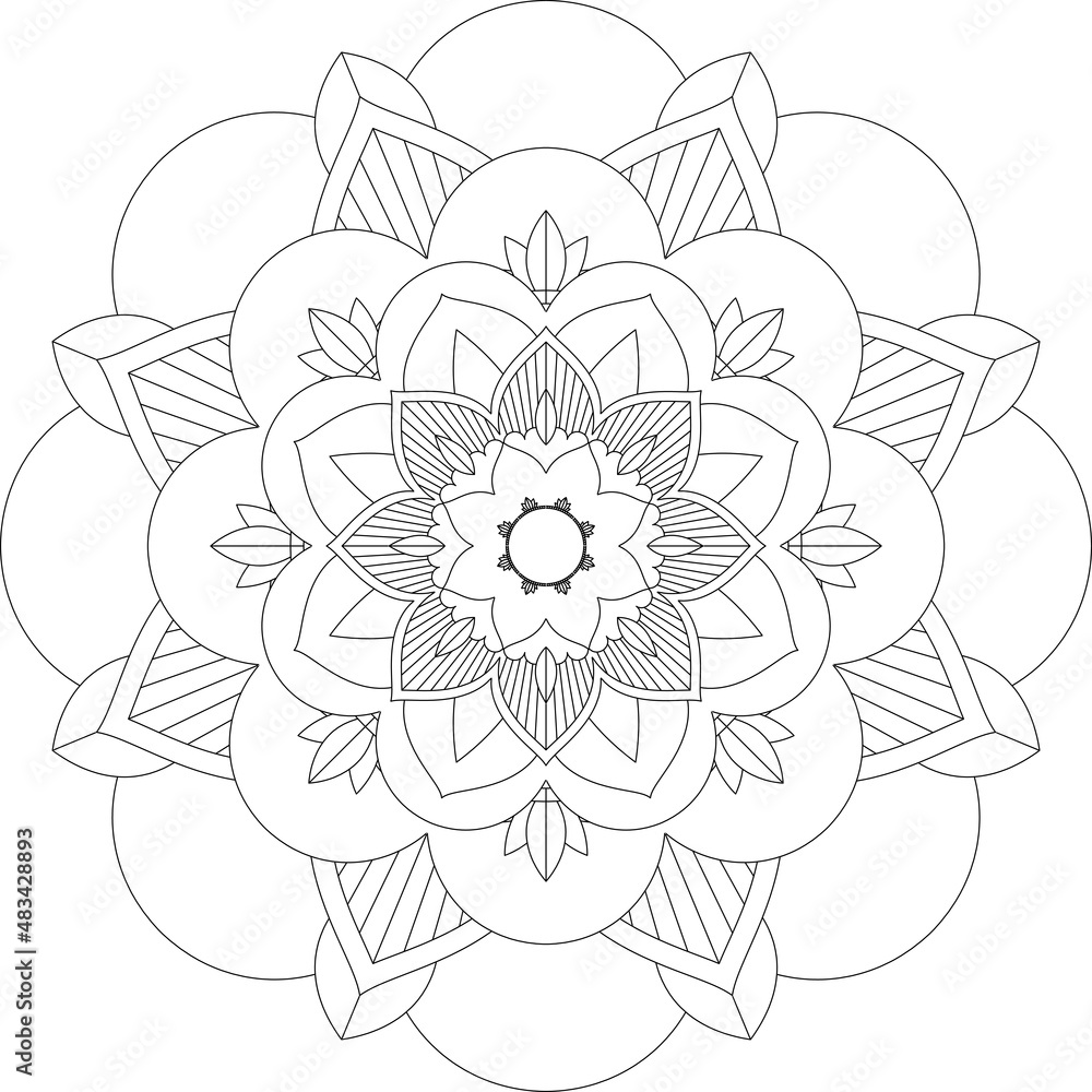 Circular pattern in form of mandala for Henna, Mehndi, tattoo, decoration. Decorative ornament in ethnic oriental style. Coloring book page. Circular pattern in form of mandala for Henna, Mehndi, tattoo, decoration. Decorative ornament in ethnic oriental style. Coloring book page.