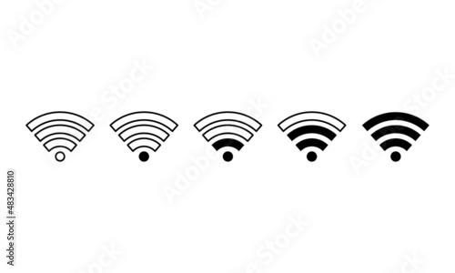 Wifi or wi-fi signal  wireless connection black icons set. Wlan access. Trendy flat isolated symbol  sign for  illustration  outline  logo banner  mobile  app  webdesign  dev  ui  gui. Vector EPS 10 