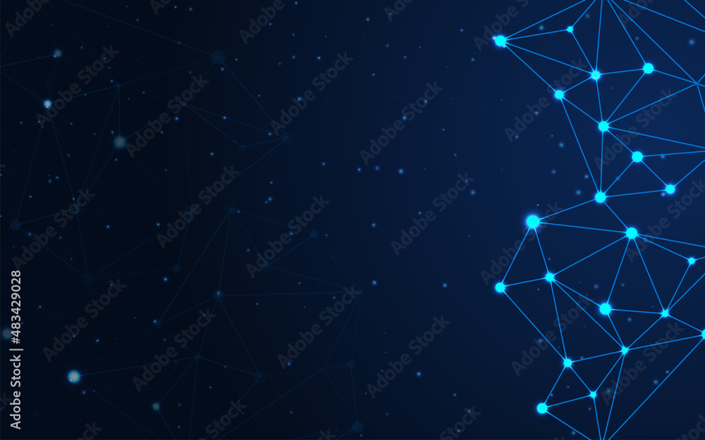 Presentation background with blue plexus line dot and light. Digital ...