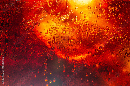 Cola with Ice. Food background  Cola close-up  design element. Beer bubbles macro Ice  Bubble  Backgrounds  Ice Cube  Abstract Backgrounds
