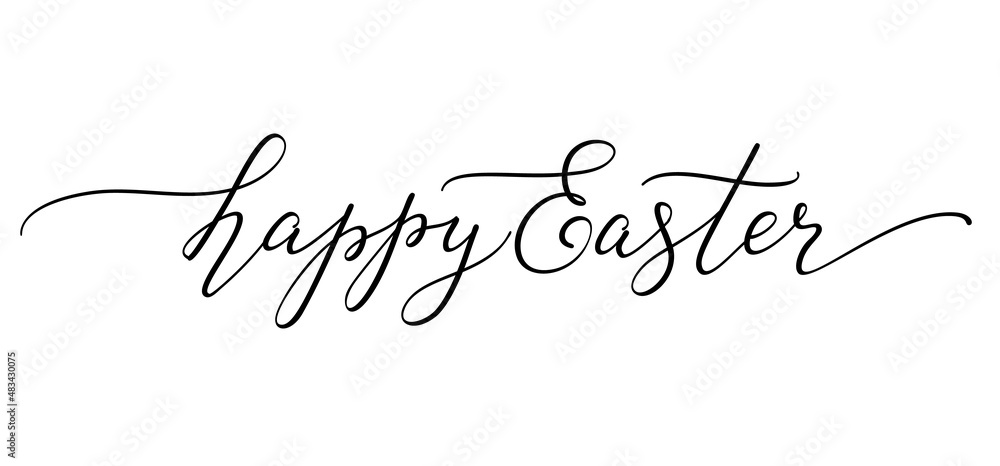 Happy Easter soft black lettering phrase. Vector illustration