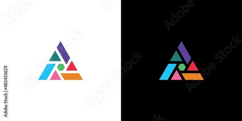 Unique and colorful letter A initial photography logo design